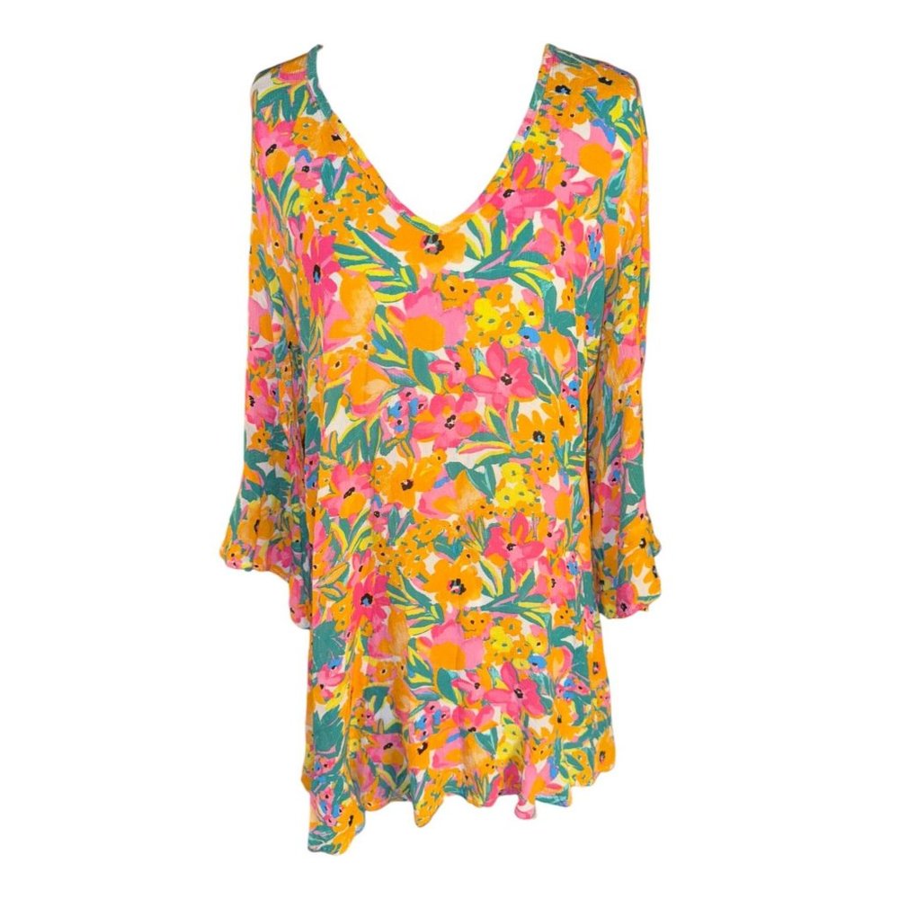 Anne Cole Summer Floral Design with Ruffle Sleeve Women Size XS